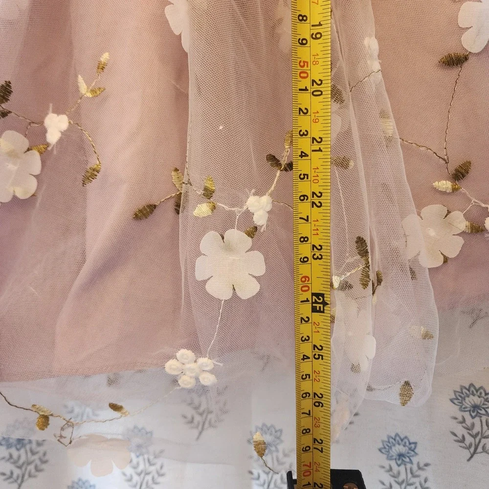 Azazie Kids Lavender Floral Tulle Flower Girl Dress 3D Applique Size 4 Purple